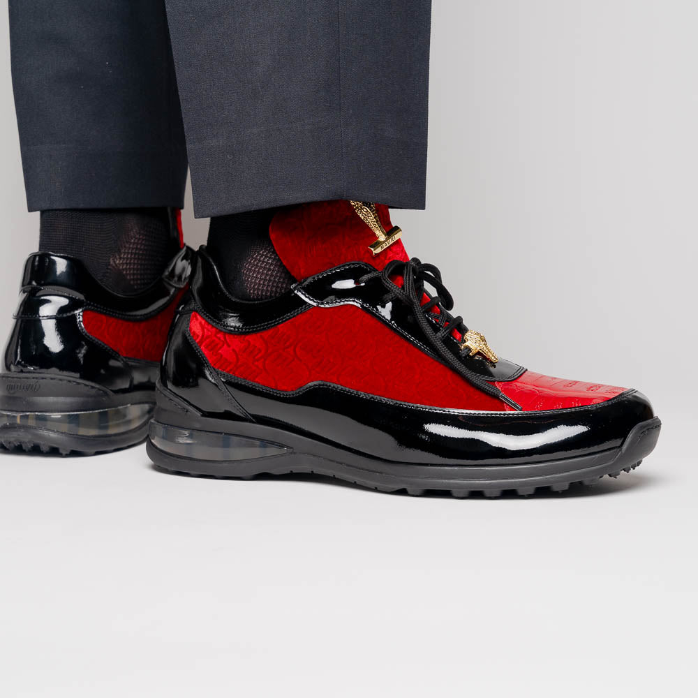 Mauri Bubble 8900/8 Patent Croc & Velvet Sneakers Black / Red