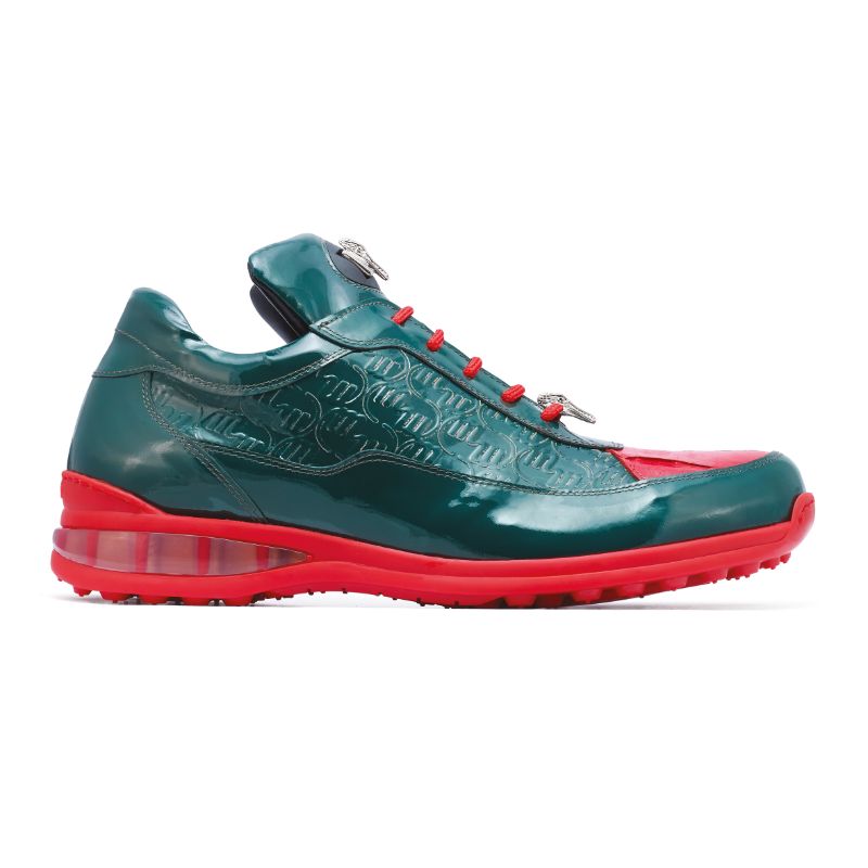 Mauri 8900/2 Bubble Crocodile & Embossed Sneakers Green/Red (Special Order)