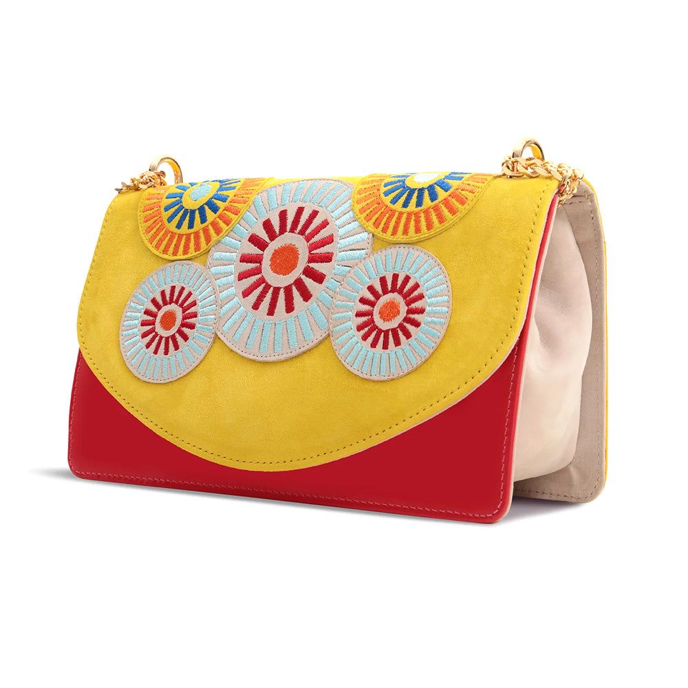 Vinci Leather The Parama Women's Suede Leather Handbag Yellow