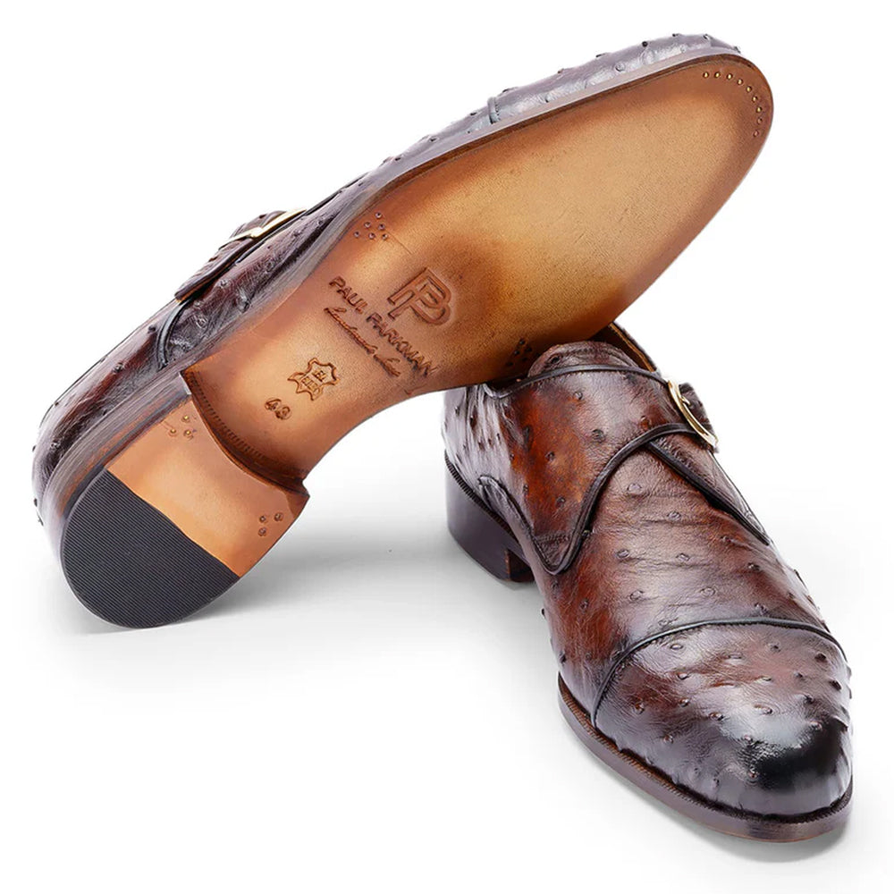 Paul Parkman Genuine Ostrich Monkstrap Brown