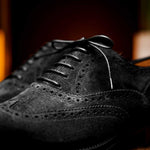 Caporicci 921 Suede Wingtip Oxfords Black