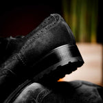 Caporicci 921 Suede Wingtip Oxfords Black
