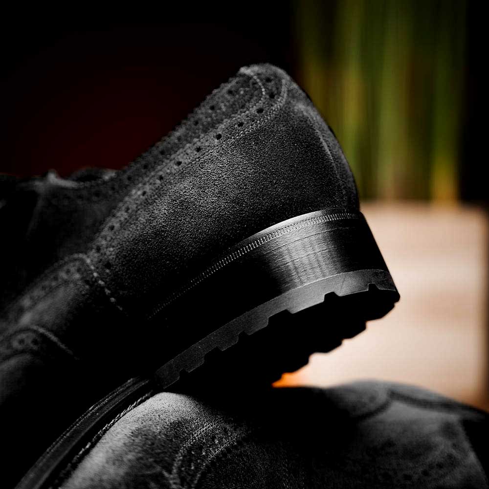 Caporicci 921 Suede Wingtip Oxfords Black