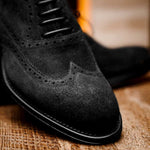 Caporicci 921 Suede Wingtip Oxfords Black