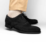 Caporicci 921 Suede Wingtip Oxfords Black