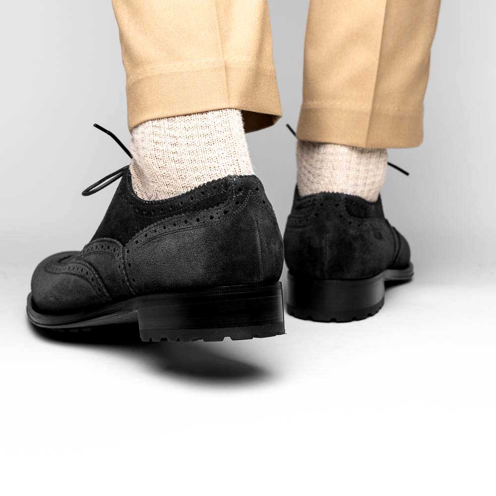 Caporicci 921 Suede Wingtip Oxfords Black
