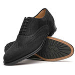 Caporicci 921 Suede Wingtip Oxfords Black