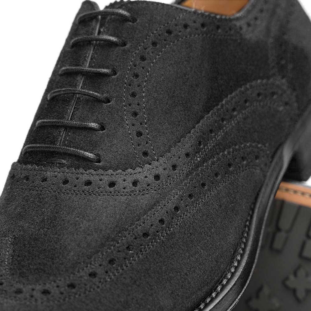 Caporicci 921 Suede Wingtip Oxfords Black