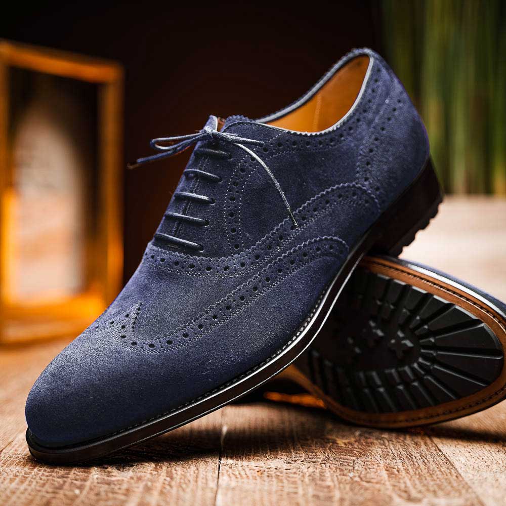 Caporicci 921 Suede Wingtip Oxfords Blue