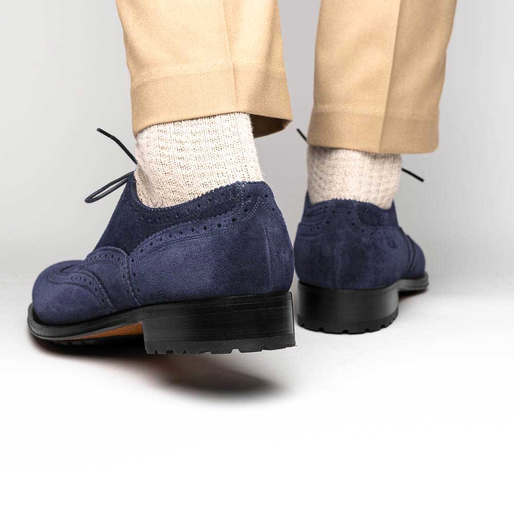 Caporicci 921 Suede Wingtip Oxfords Blue | MensDesignerShoe.com