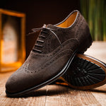Caporicci 921 Suede Wingtip Oxfords Dark Brown