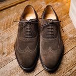 Caporicci 921 Suede Wingtip Oxfords Dark Brown