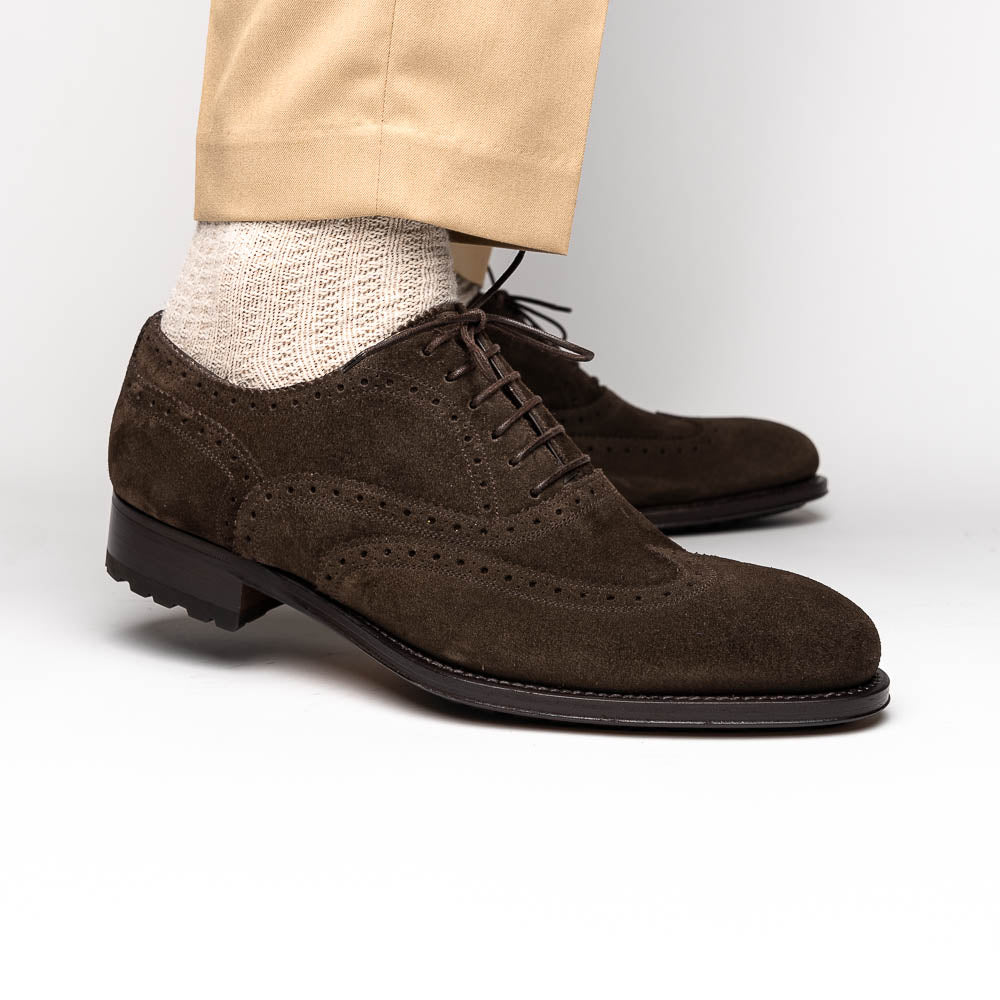 Caporicci 921 Suede Wingtip Oxfords Dark Brown