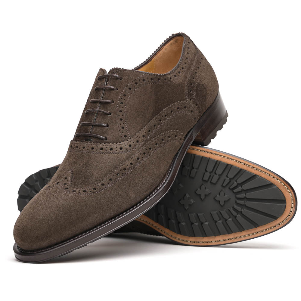 Caporicci 921 Suede Wingtip Oxfords Dark Brown