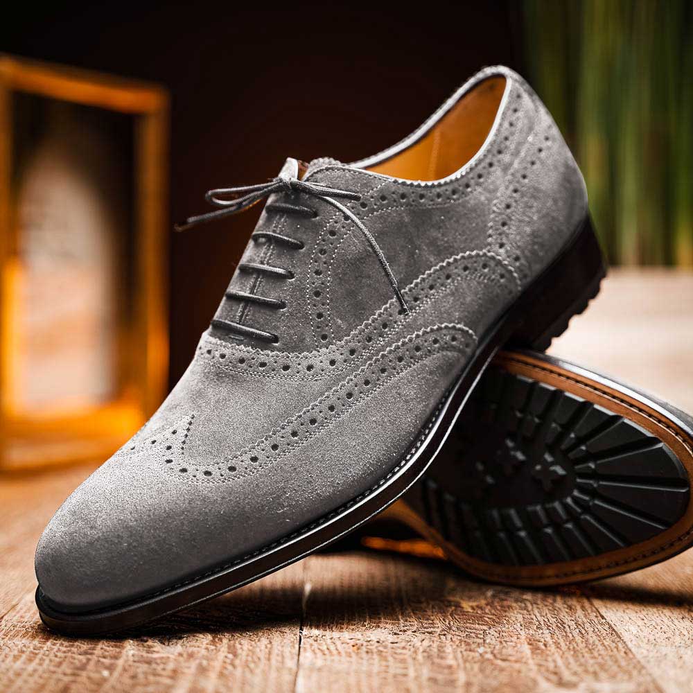 Caporicci 921 Suede Wingtip Oxfords Grey