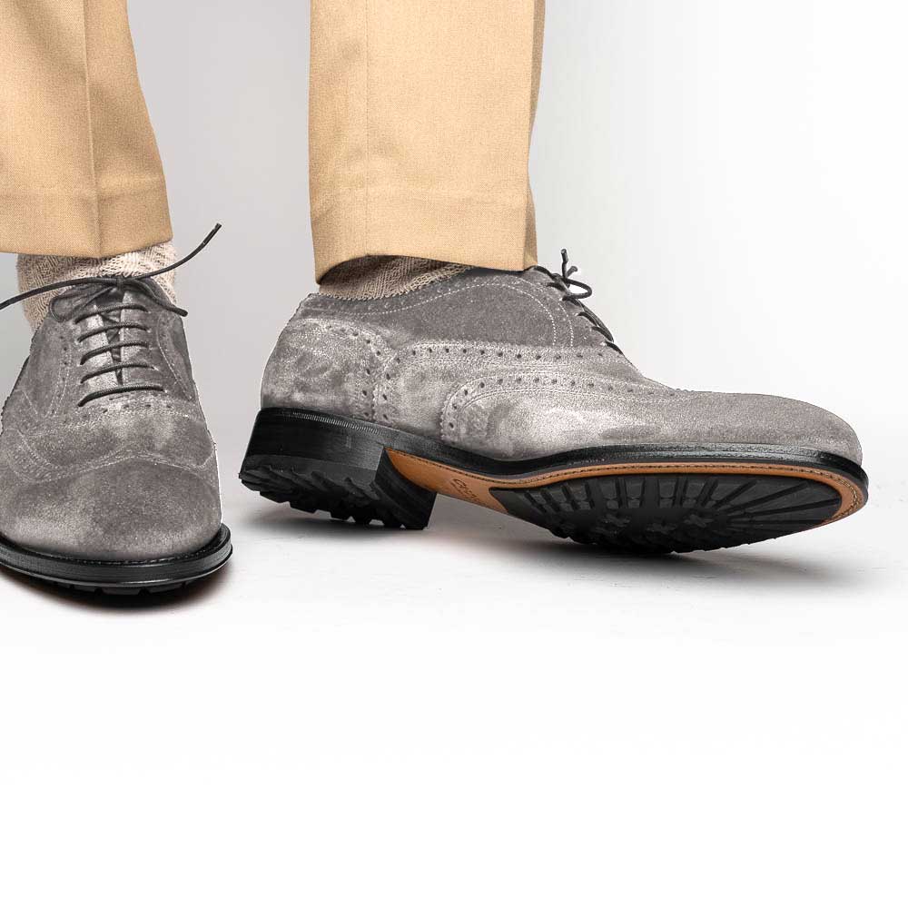 Caporicci 921 Suede Wingtip Oxfords Grey