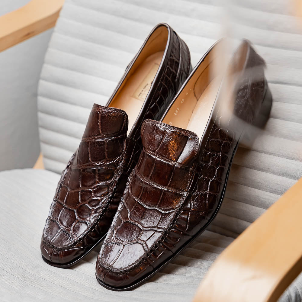 Caporicci Alligator Loafers Brown