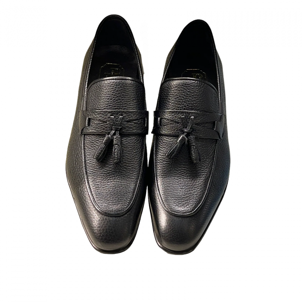 Corrente 9411 Deerskin Tassel Loafer Black
