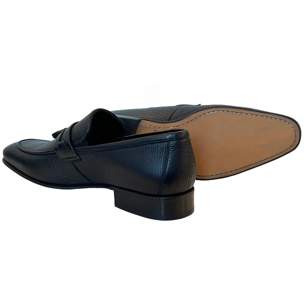 Corrente 9411 Deerskin Tassel Loafer Black