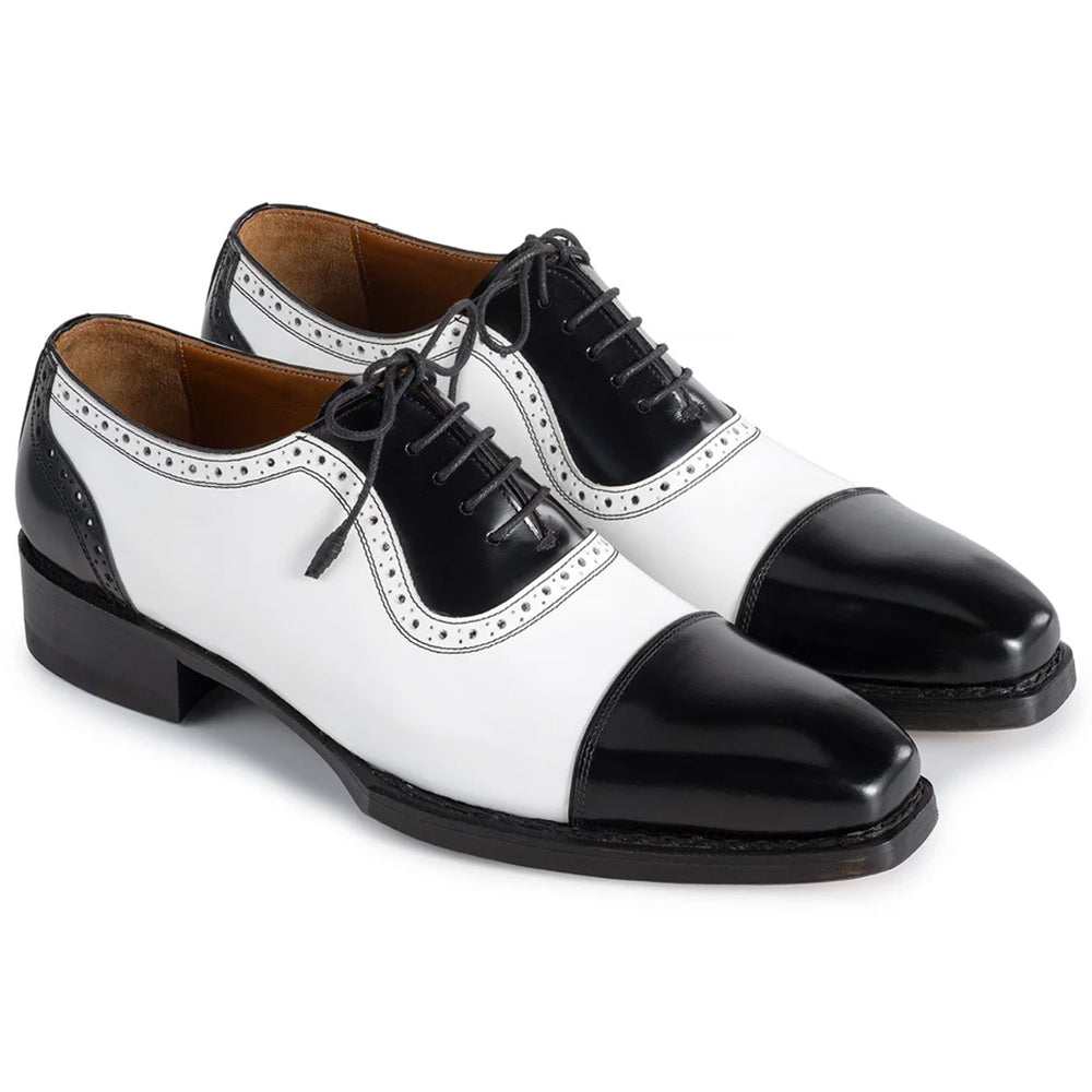 Paul Parkman Goodyear Welted Cap Toe Oxfords Black & White