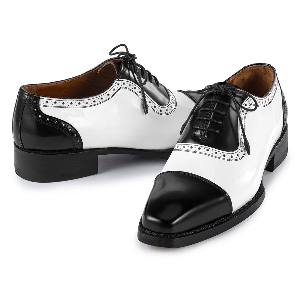 Paul Parkman Goodyear Welted Cap Toe Oxfords Black & White