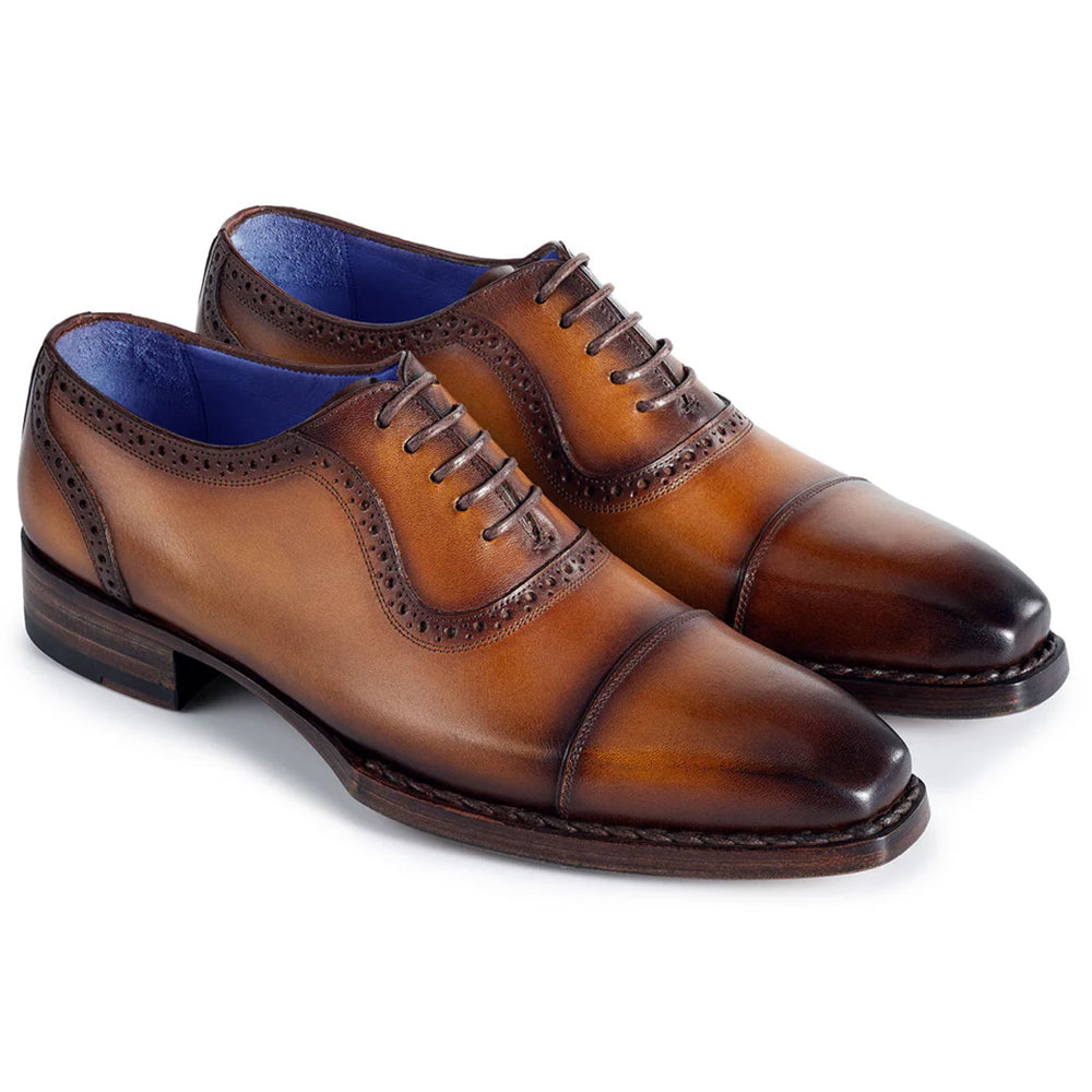 Paul Parkman Goodyear Welted Cap Toe Oxfords Burnished Camel