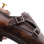 Harris Firenze 1913 Double Leather Buckle Monk Strap Brown