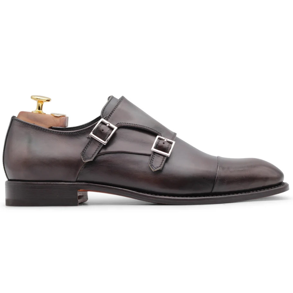 Harris Firenze 1913 Double Leather Buckle Monk Strap Brown