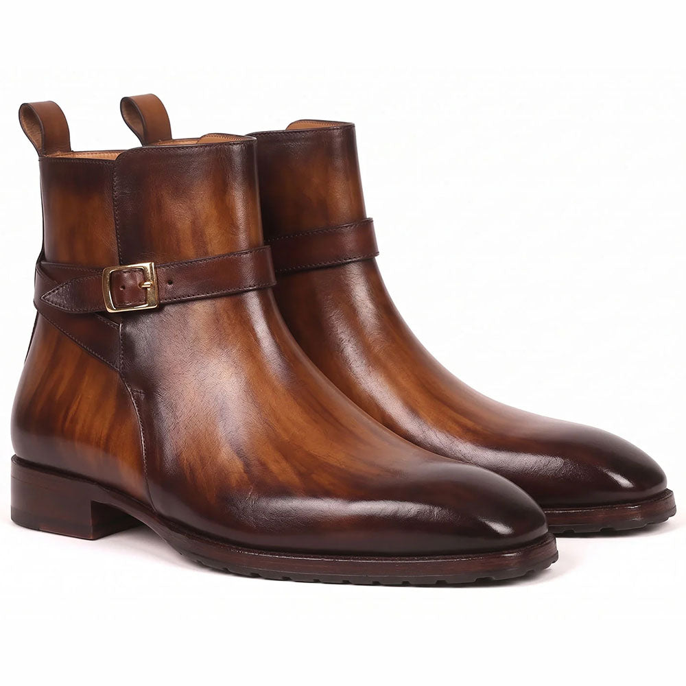 Paul Parkman Dual Tone Patina Leather Jodhpur Boots Brown
