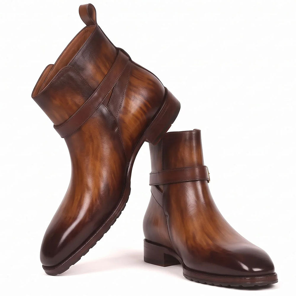 Paul Parkman Dual Tone Patina Leather Jodhpur Boots Brown