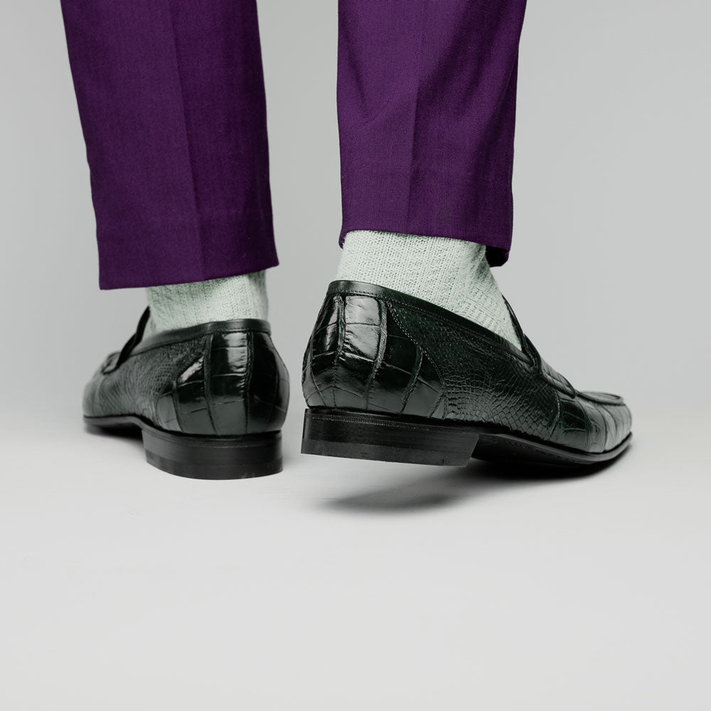 Caporicci 9961 Alligator Penny Loafers Green