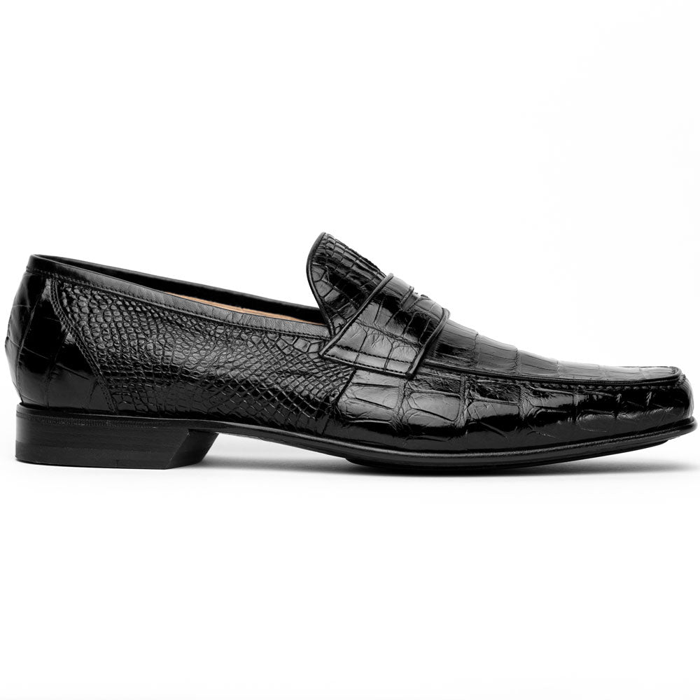 Caporicci 9961 Genuine Alligator Penny Loafers Black