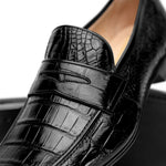 Caporicci 9961 Genuine Alligator Penny Loafers Black Size 9