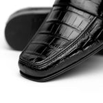 Caporicci 9961 Genuine Alligator Penny Loafers Black Size 9