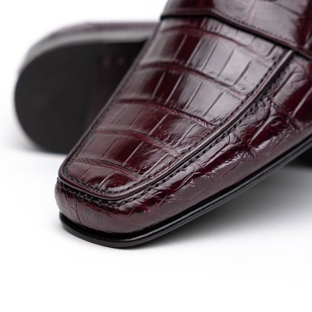 Caporicci 9961 Alligator Penny Loafers Bordo