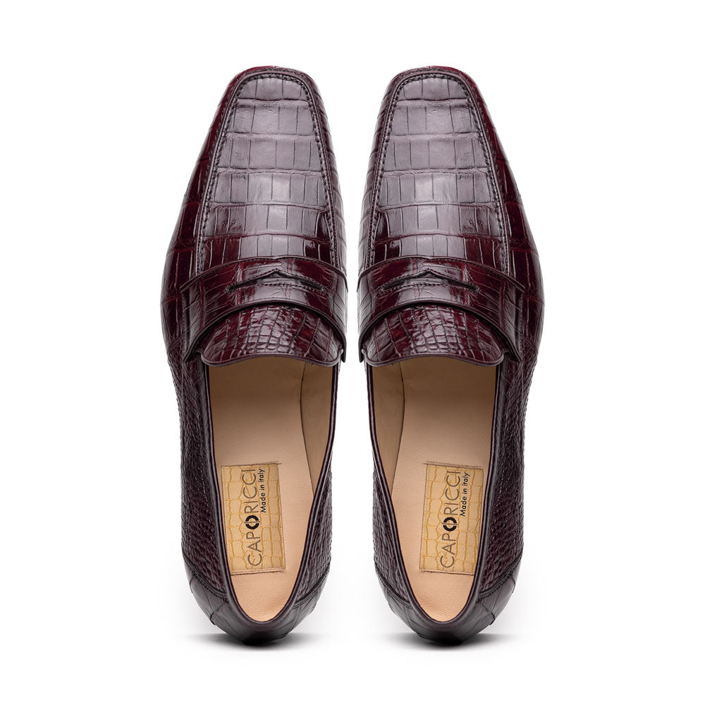 Caporicci 9961 Alligator Penny Loafers Bordo