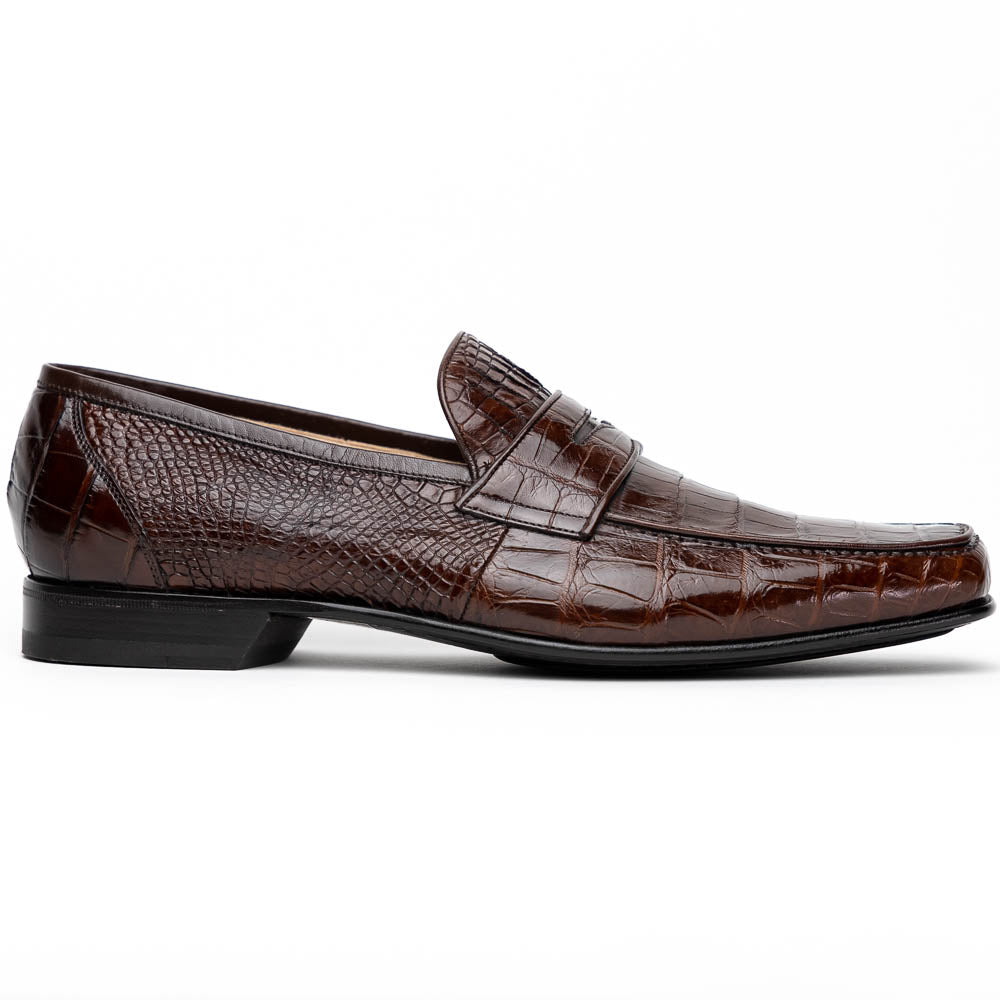 Caporicci 9961 Alligator Penny Loafers Castagno