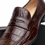Caporicci 9961 Alligator Penny Loafers Castagno