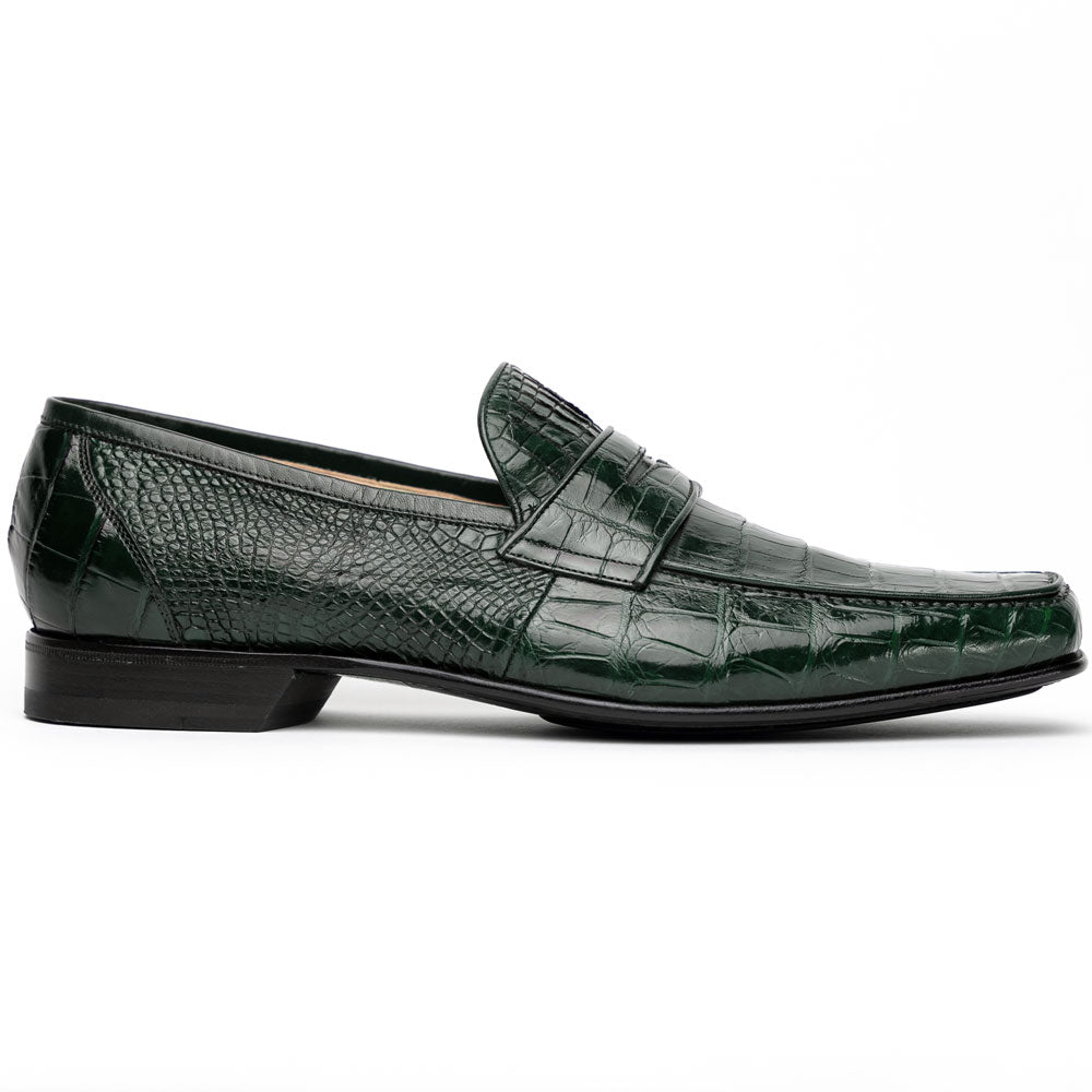 Caporicci 9961 Alligator Penny Loafers Green
