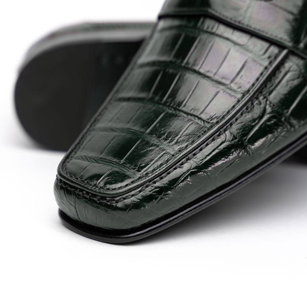 Caporicci 9961 Alligator Penny Loafers Green