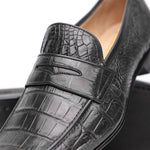 Caporicci 9961 Alligator Penny Loafers Gray Size 8