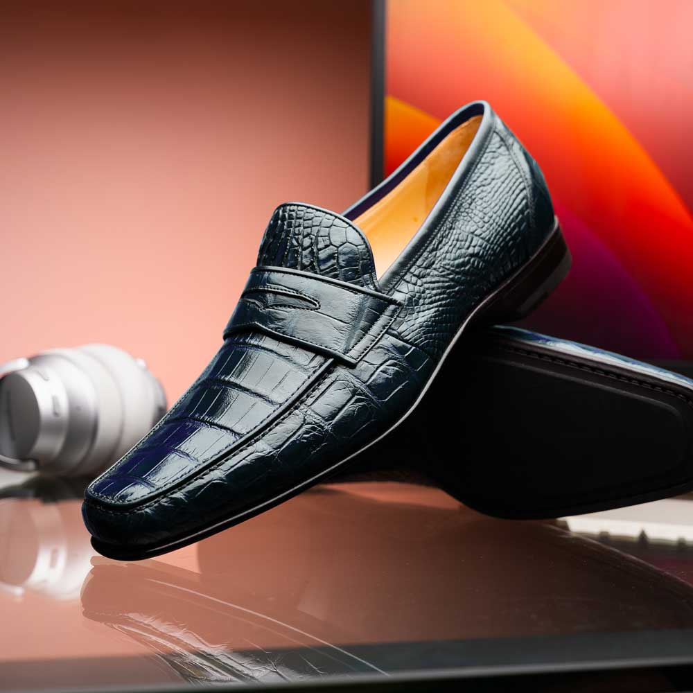 Caporicci 9961 Alligator Loafers Navy Size 8