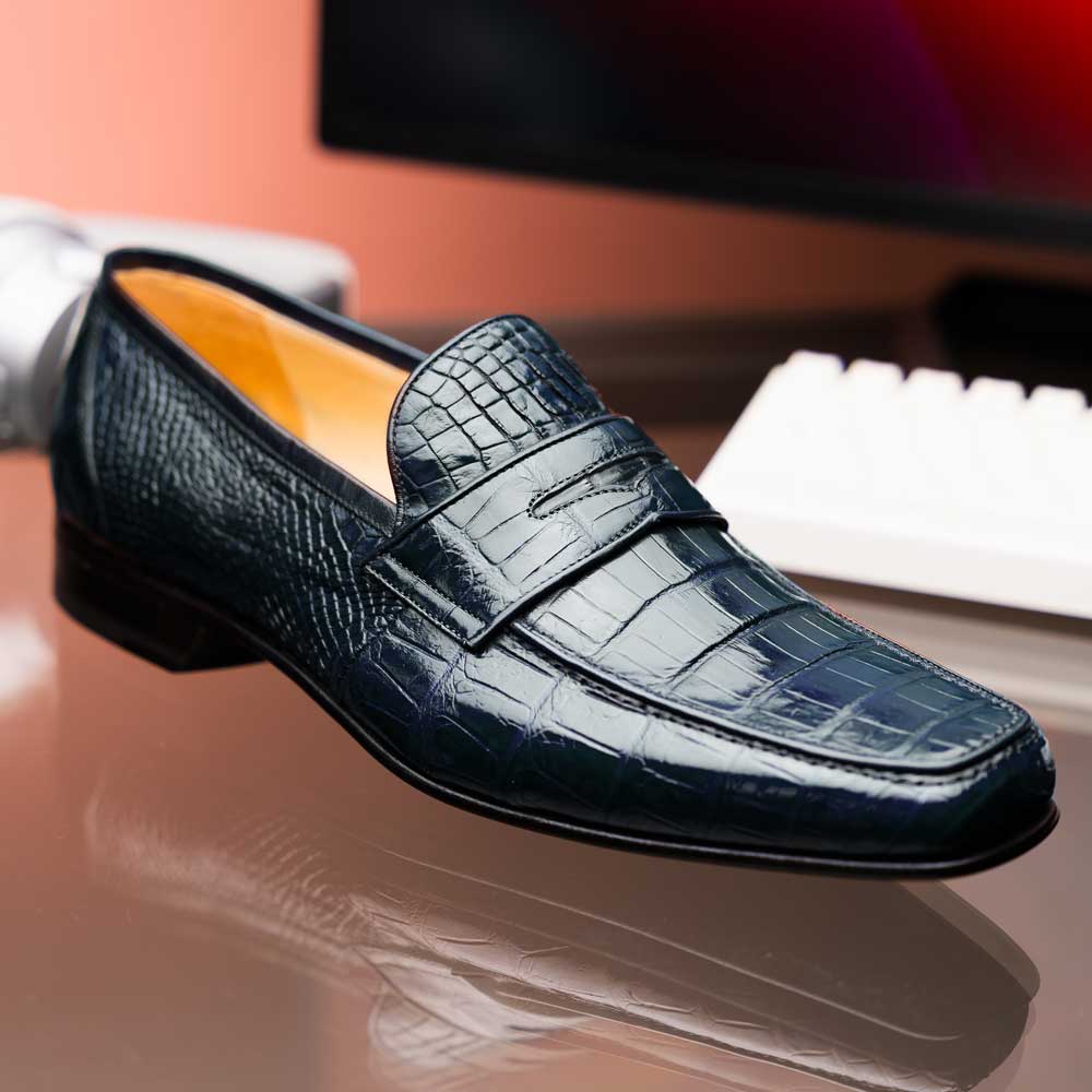 Caporicci 9961 Alligator Loafers Navy Size 8