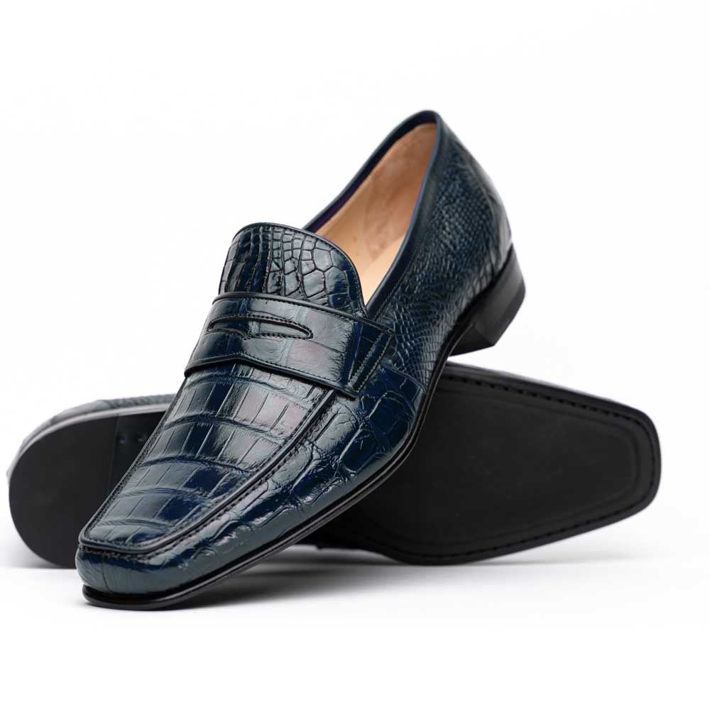 Caporicci 9961 Alligator Loafers Navy Size 8
