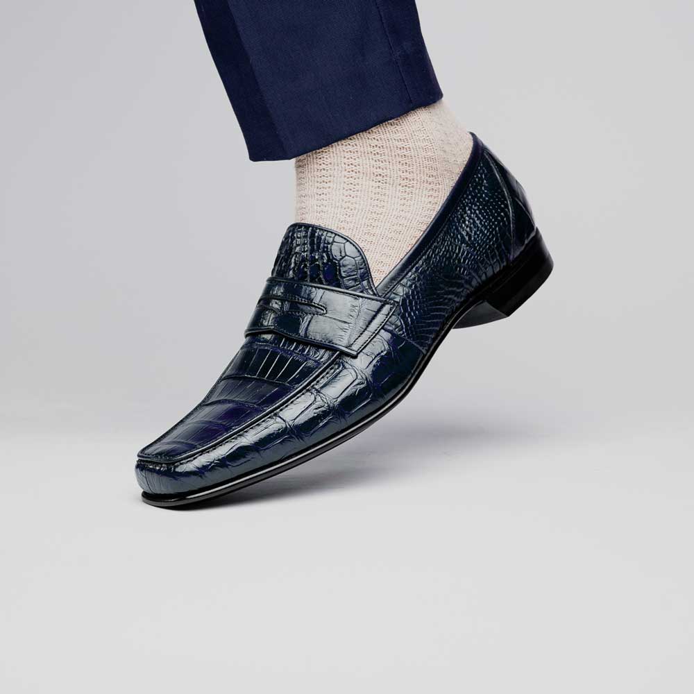 Caporicci 9961 Alligator Loafers Navy Size 8