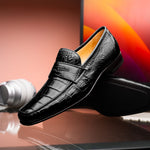 Caporicci 9961 Genuine Alligator Penny Loafers Black Size 9