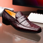 Caporicci 9961 Alligator Penny Loafers Bordo