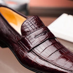 Caporicci 9961 Alligator Penny Loafers Bordo