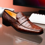 Caporicci 9961 Genuine Alligator Penny Loafers Brown