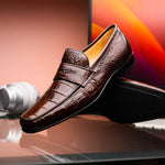 Caporicci 9961 Genuine Alligator Penny Loafers Brown